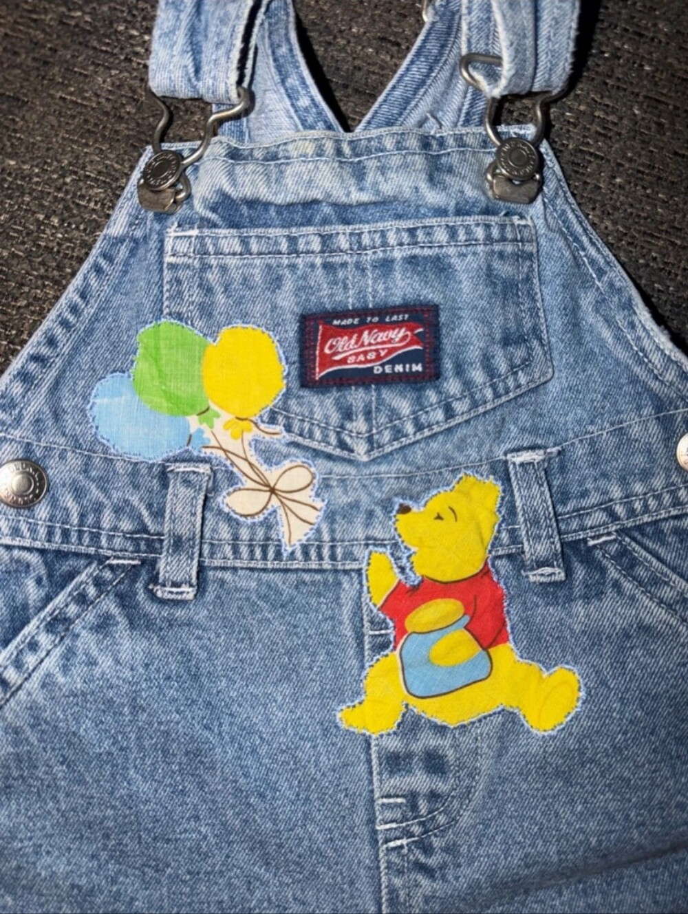 Vintage Disney Overalls. Old Navy Baby Winnie the Pooh Denim 0-6M Eeyore Kanga - Picture 2 of 7